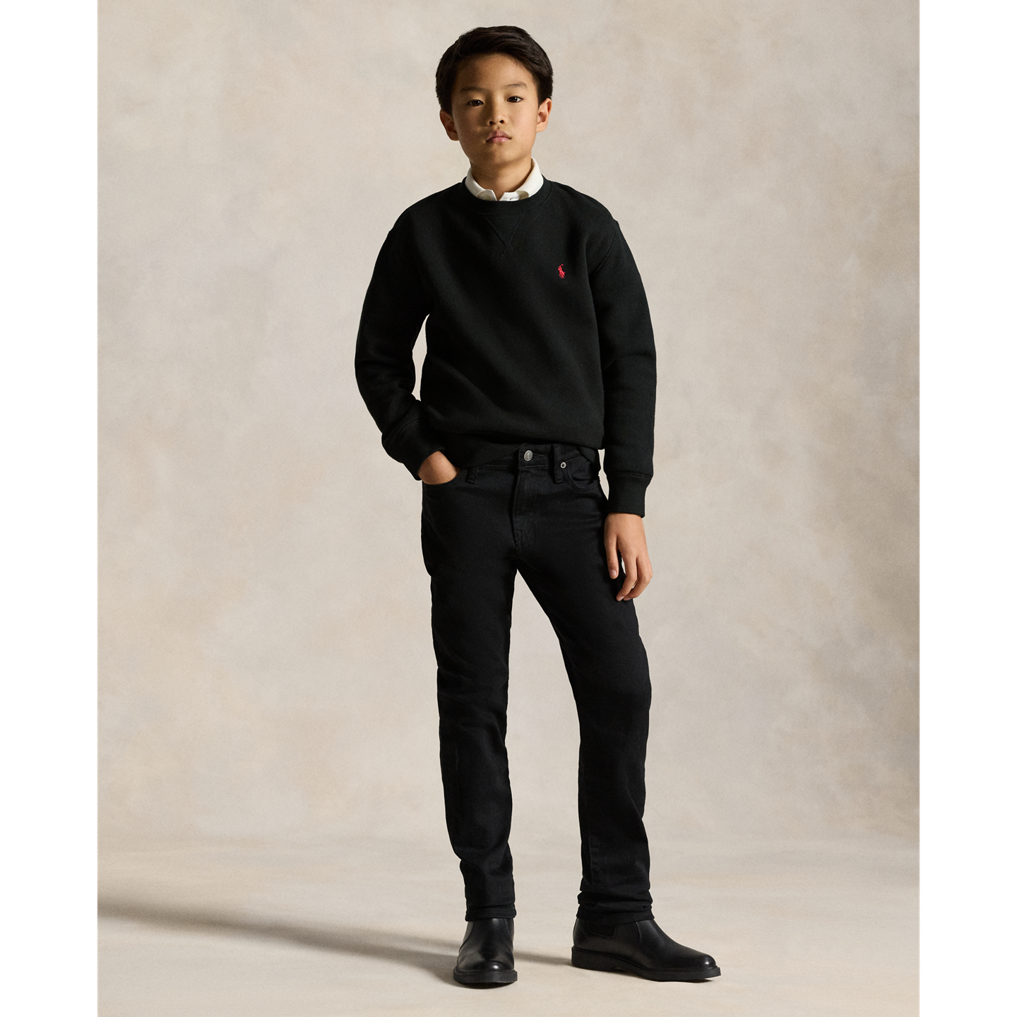 Детские джинсы Ralph Lauren Sullivan Slim Stretch, цвет: Чёрный варёный — фото 4