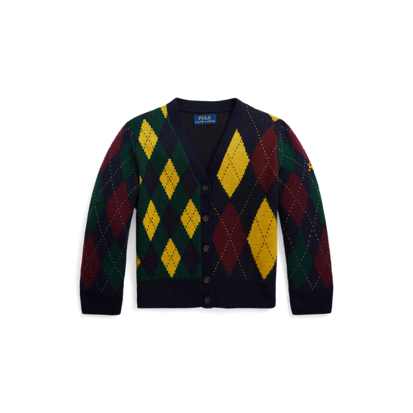 Argyle Wool V-Neck Cardigan