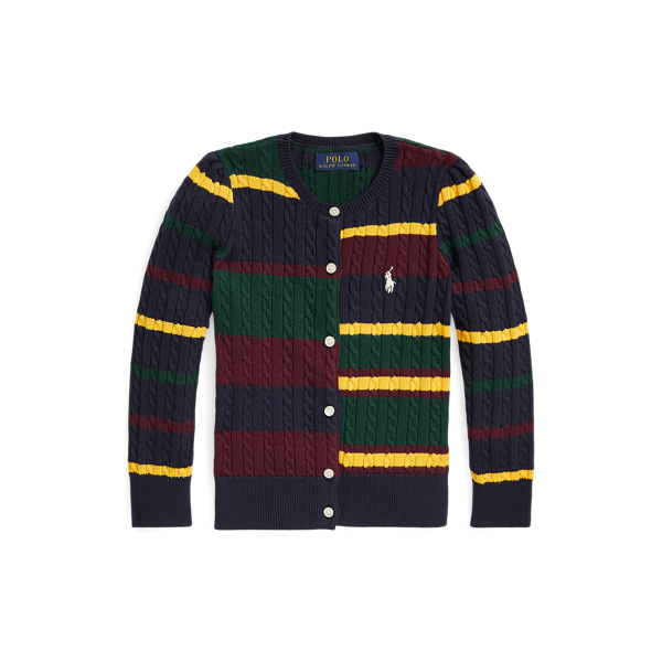 Striped Mini-Cable Cotton Cardigan