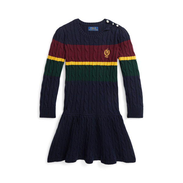 Striped Cable-Knit Cotton Jumper Dress
