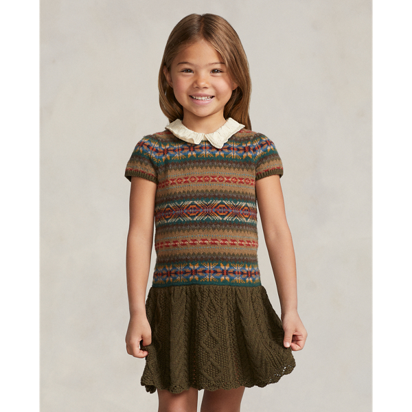 Robe-pull Fair Isle en coton m&eacute;lang&eacute;