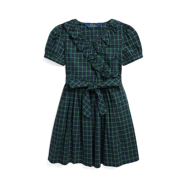 Robe portefeuille &agrave; motif &eacute;cossais coton