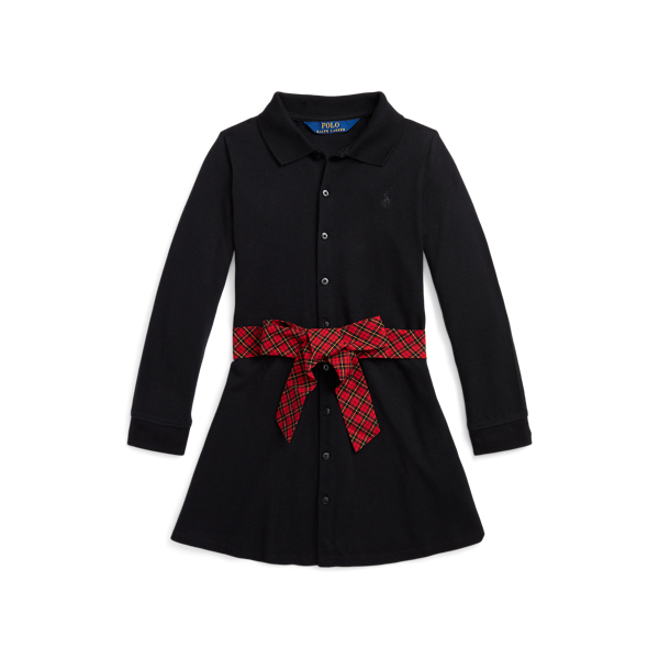 Plaid-Sash Knit Oxford Dress