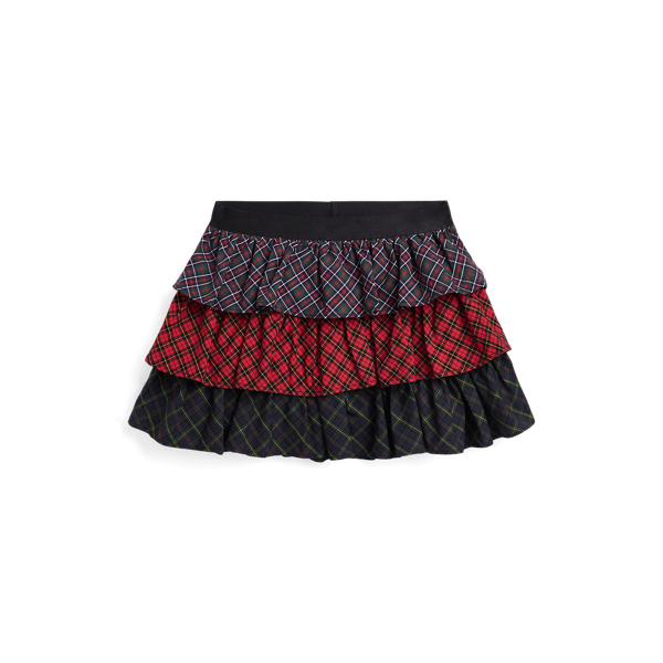 Mixed-Plaid Tiered Cotton Skirt Girls 2-6x 1