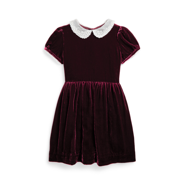 Lace-Trim Velvet Dress Girls 2-6x 1