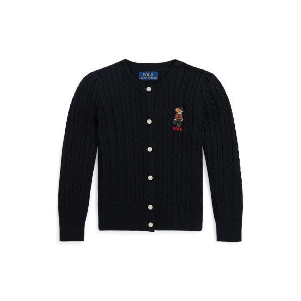 Polo Bear Mini-Cable Cotton Cardigan