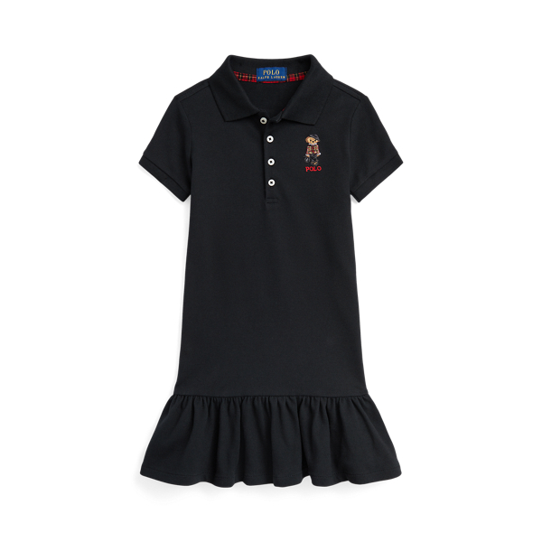 Polo Black Polo Bear Stretch Mesh Polo Dress Girls 2-6x 1