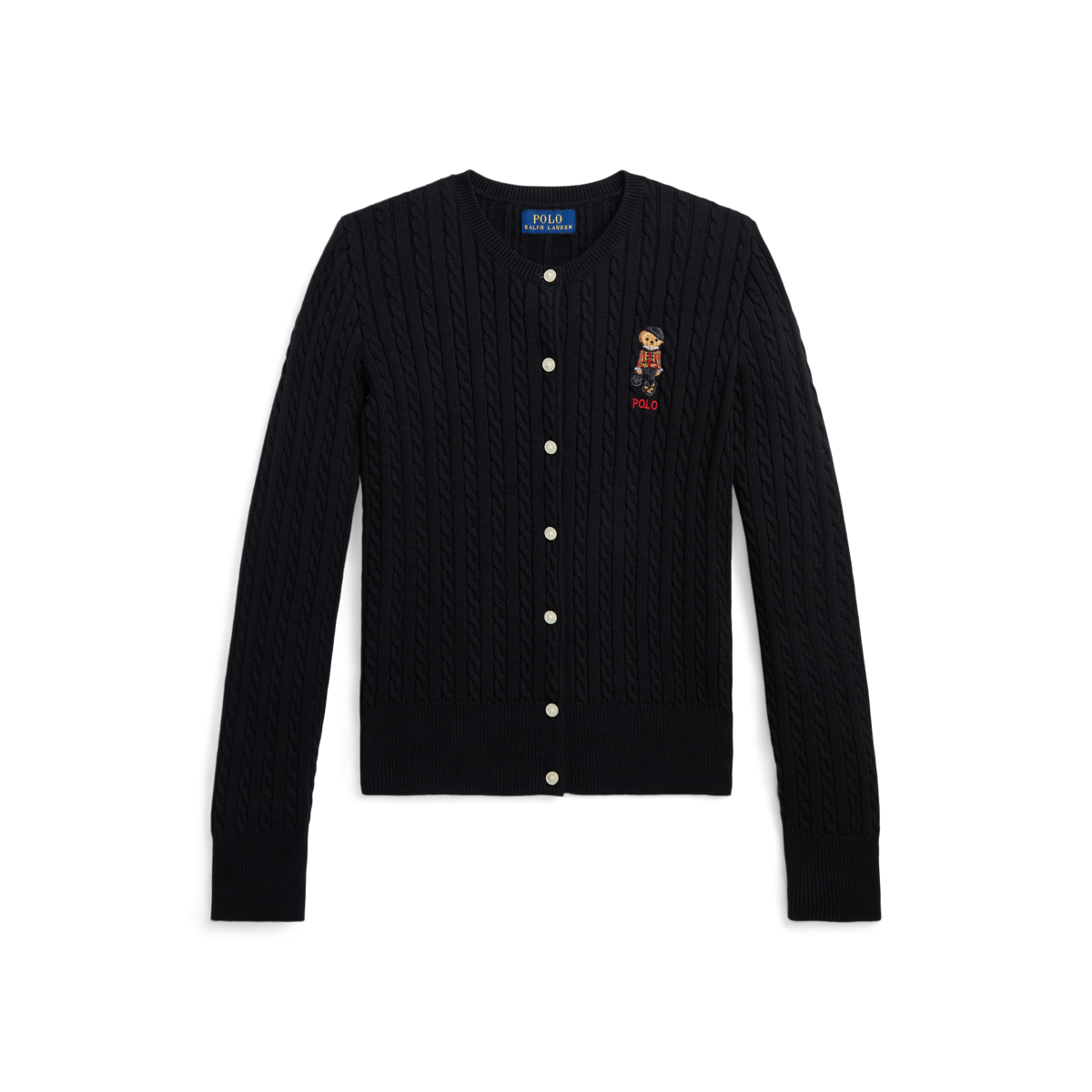 Polo Bear Mini-Cable Cotton Cardigan