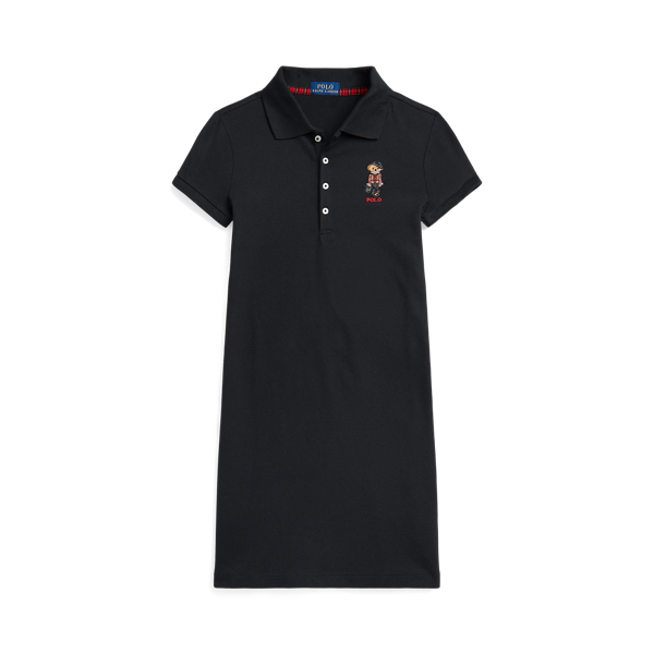 Polo Black Polo Bear Stretch Mesh Polo Dress Girls 7-16 1