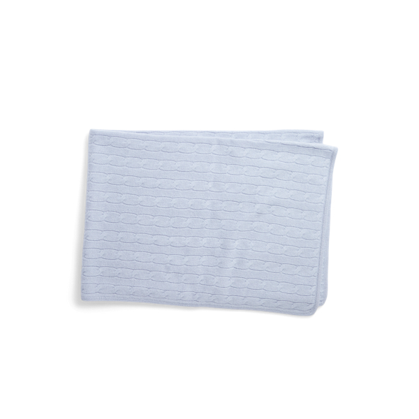 Decke aus Kaschmir mit Zopfmuster Baby in Perlblau 2