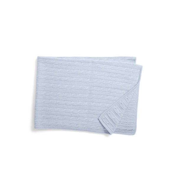 Decke aus Kaschmir mit Zopfmuster Baby in Perlblau 3