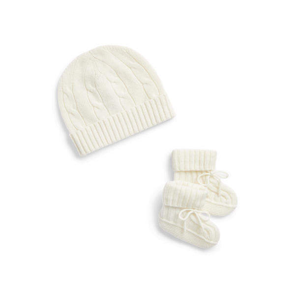 Kaschmirmütze und Babyschuhe im Set