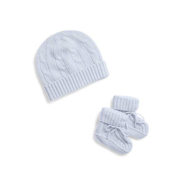 Cable Knit Cashmere Hat Booties Set for Baby Boy Ralph Lauren UK