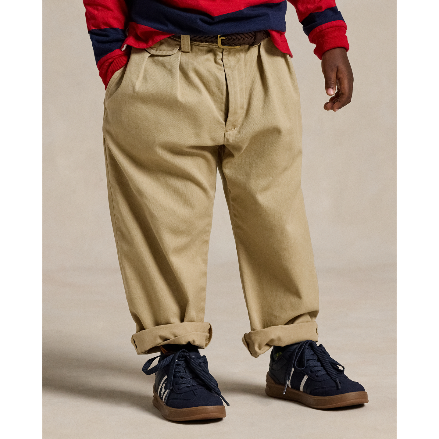 Детские брюки Ralph Lauren Whitman Relaxed Fit Pleated Chino, цвет: Хаки — фото 2