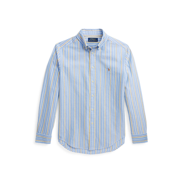 Chemise ray&eacute;e en coton Oxford