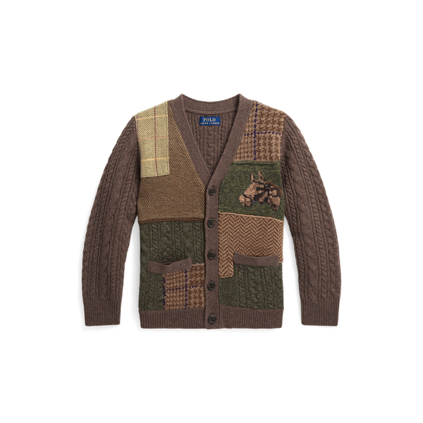 Patchwork-Cardigan mit V-Ausschnitt
