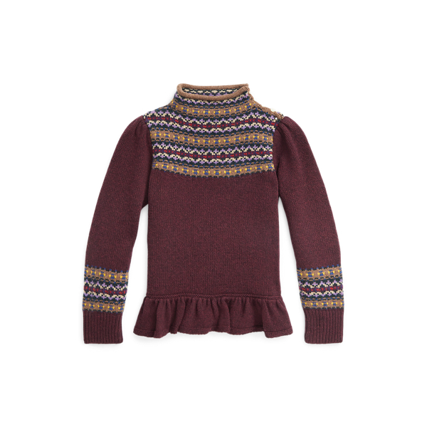 Fair Isle Wool-Blend Peplum Roll Neck