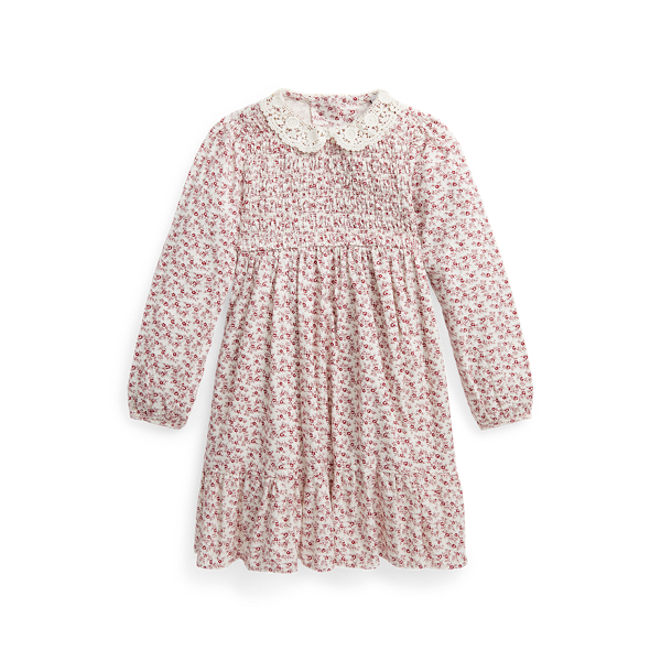 Robe smock&eacute;e fleurie en coton