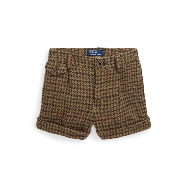Pleated Plaid Wool Short