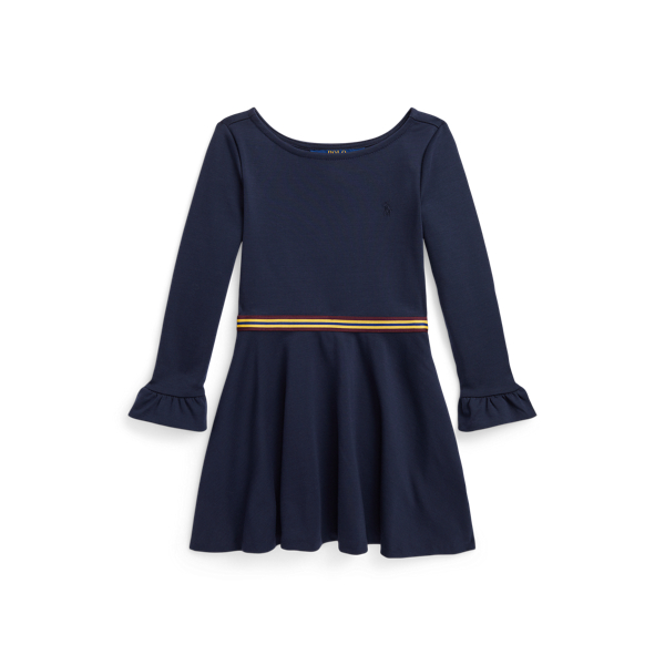 Ruffle-Trim Stretch Ponte Dress