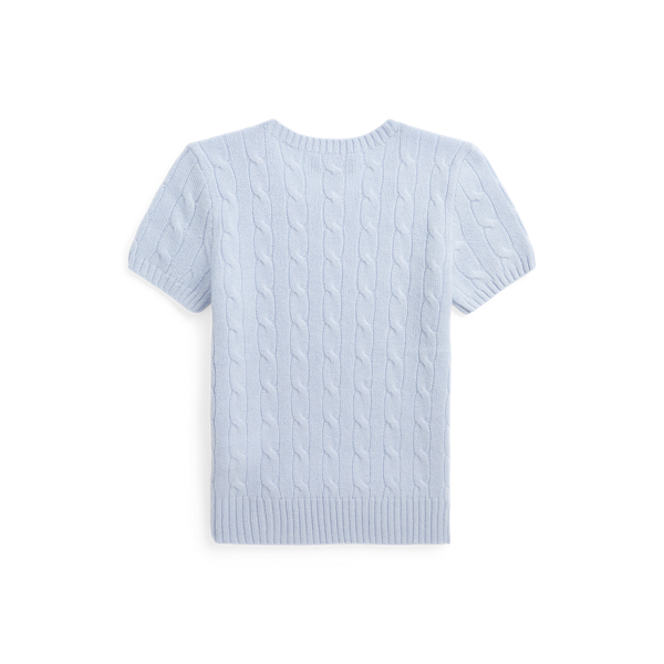 Pearl Blue Cable-Knit Cashmere Short-Sleeve Jumper Girls&rsquo; Collection 7-16 2