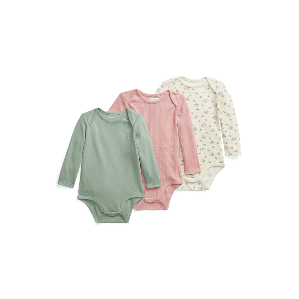 Pointelle-Knit Cotton Bodysuit 3-Pack