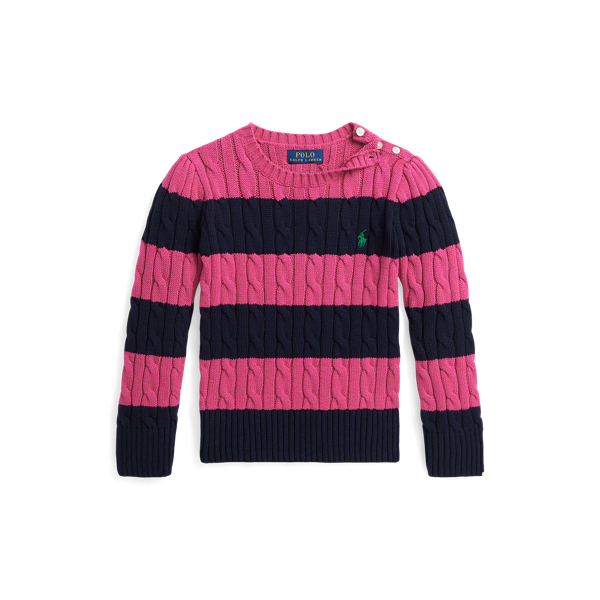 Striped Cable-Knit Cotton Jumper