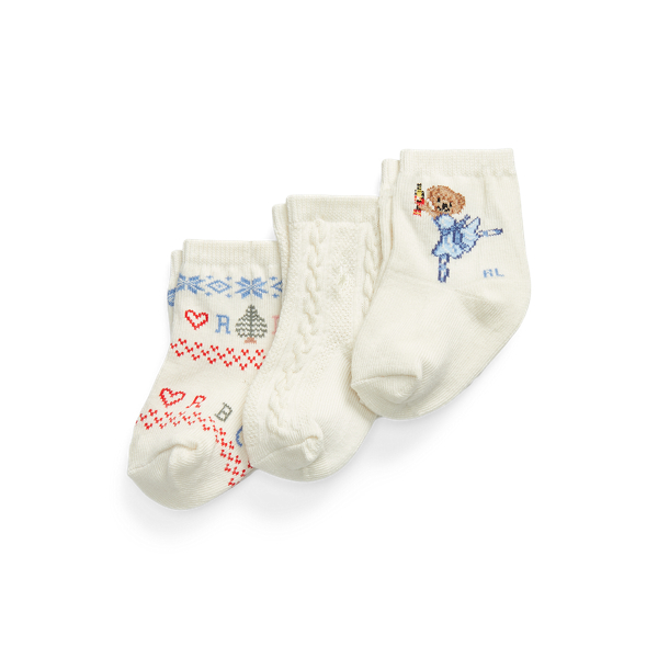 Nutcracker Polo Bear Crew Sock 3-Pack