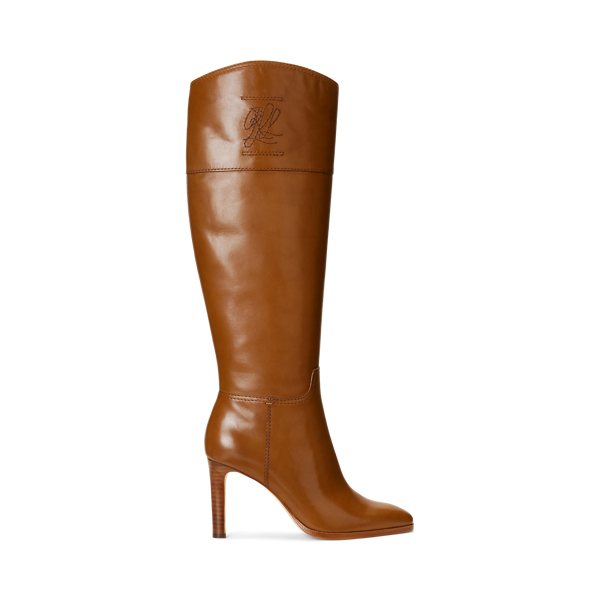 Deep Saddle Tan Page Burnished Leather Tall Boot Lauren 1