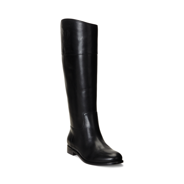 Black Justine Burnished Leather Riding Boot Lauren 2