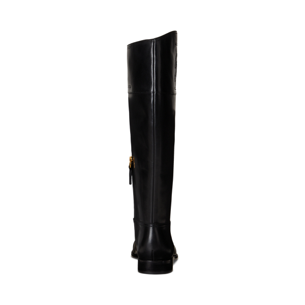 Black Justine Burnished Leather Riding Boot Lauren 3
