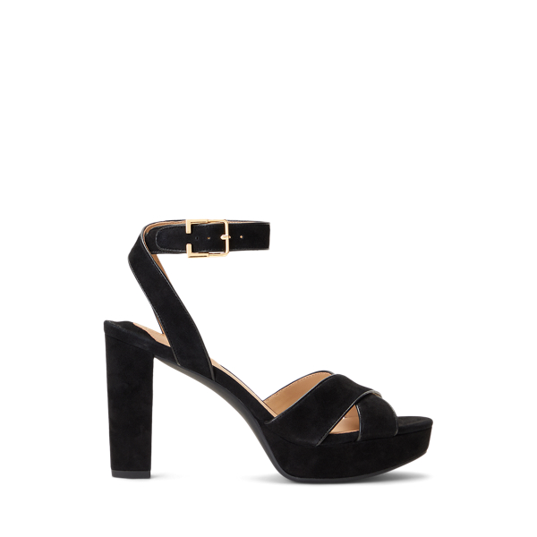 Black/Black Sasha Suede Platform Sandal Lauren for summer 1