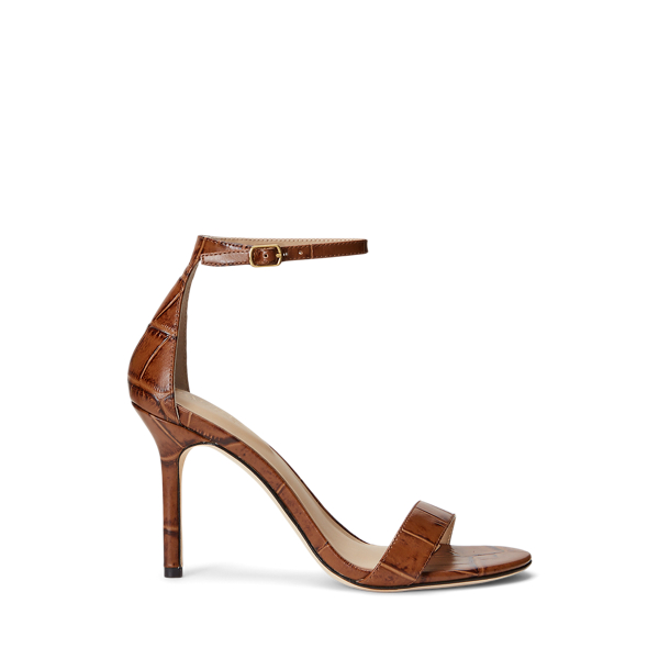 Women's Allie Crocodile-Embossed Leather Sandal | Ralph Lauren