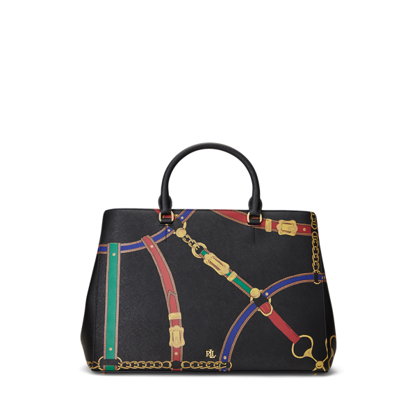 Crosshatch Leather Large Hanna Satchel | Ralph Lauren