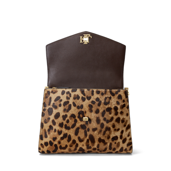 Leopard/Chestnut Brown Print Haircalf Medium Farrah Satchel Lauren 5