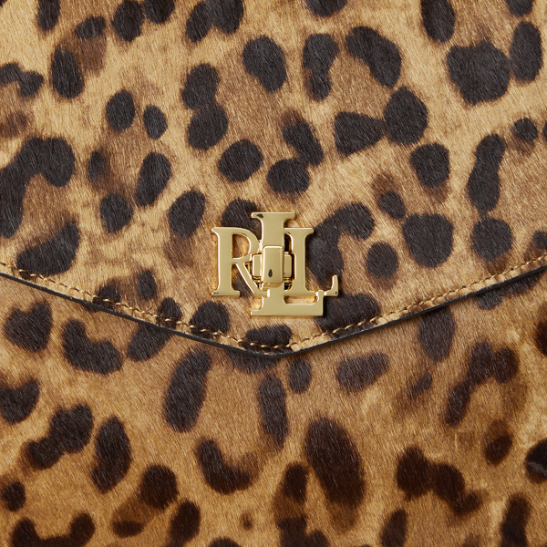 Leopard/Chestnut Brown Print Haircalf Medium Farrah Satchel Lauren 7