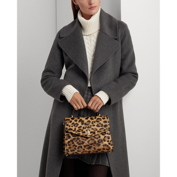 Leopard/Chestnut Brown Print Haircalf Medium Farrah Satchel Lauren 9