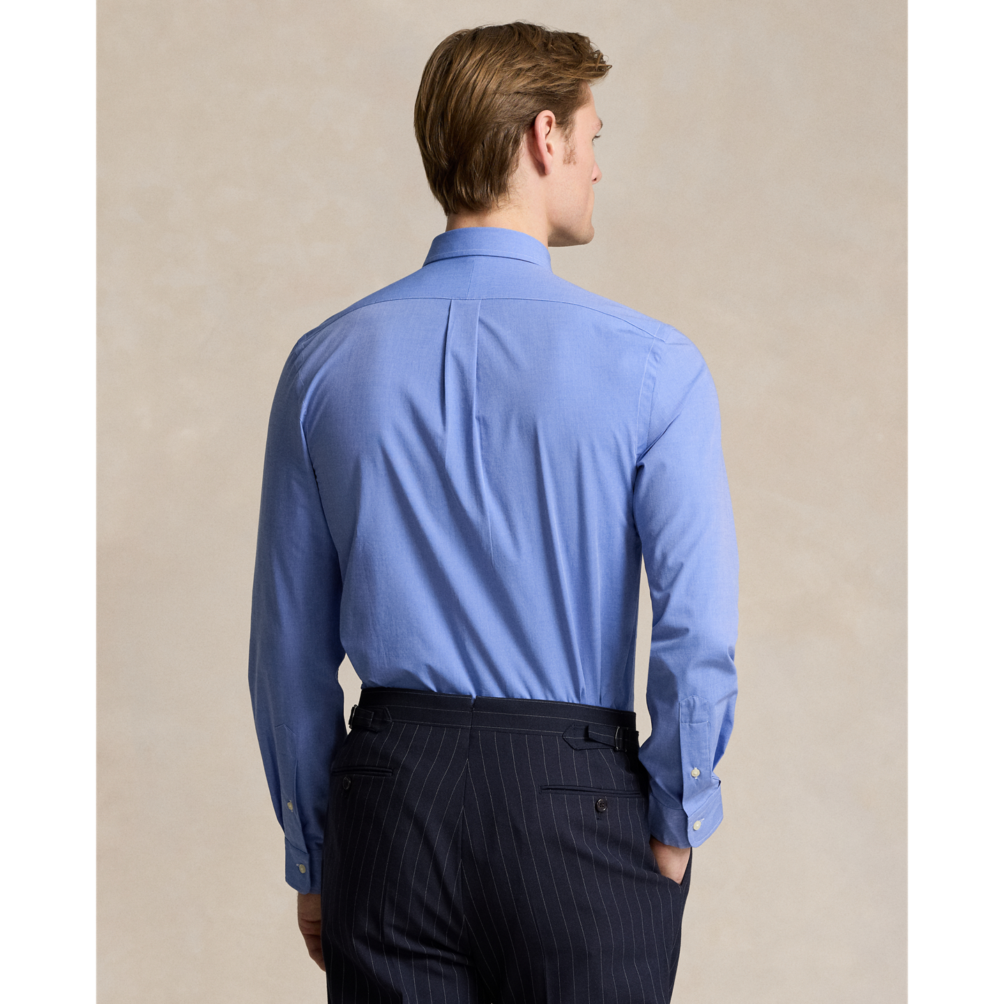 Мужская рубашка Ralph Lauren Slim Fit Stretch End-On-End, цвет: Синий — фото 2