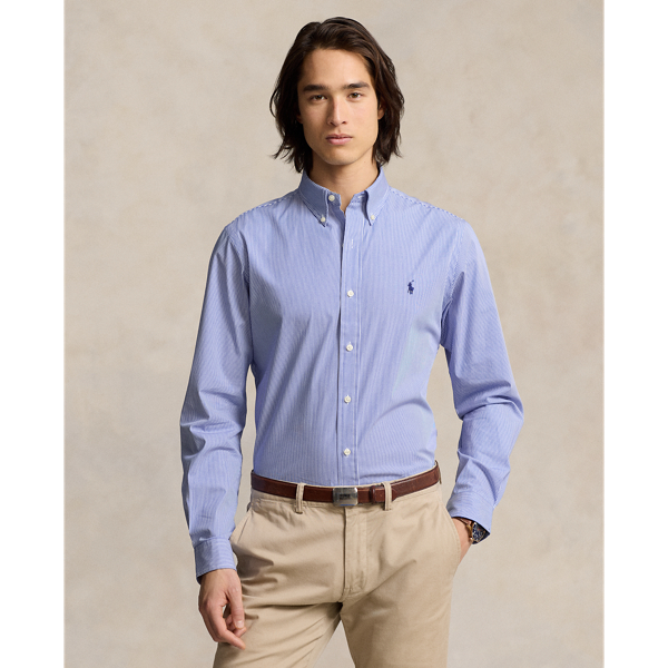 Slim Fit Striped Stretch Poplin Shirt