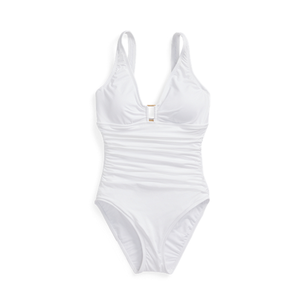 Maillot de bain une pièce froncé Lauren en Blanc 2