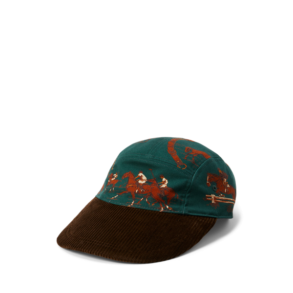 Kappe mit langem Schirm und Reitermotiv