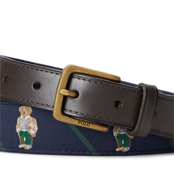 Ceinture Polo Bear bord&eacute;e de cuir Polo Ralph Lauren en Ourson marine Newport 2