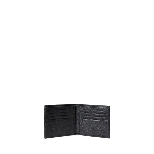 Black Pebbled Leather Billfold Wallet Polo Ralph Lauren 3