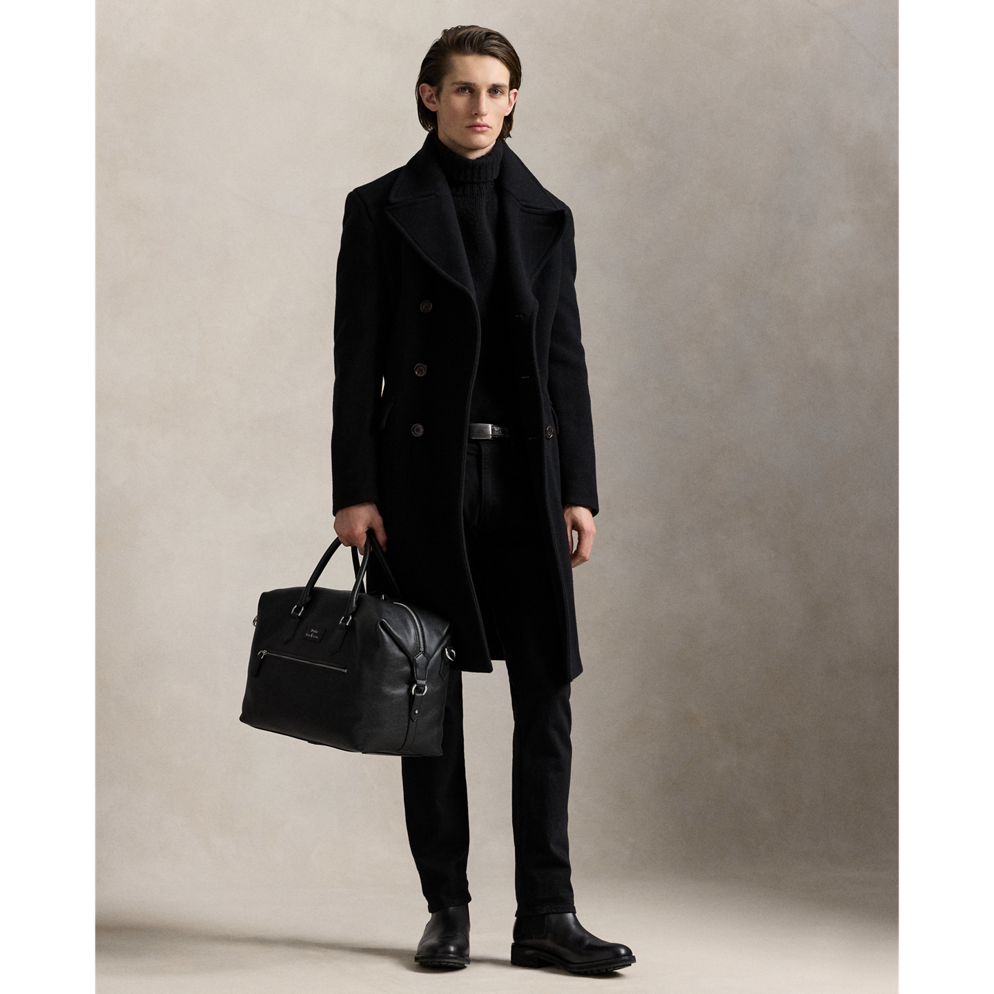 Мужская сумка Ralph Lauren Pebbled Leather Duffel, цвет: Чёрный — фото 5