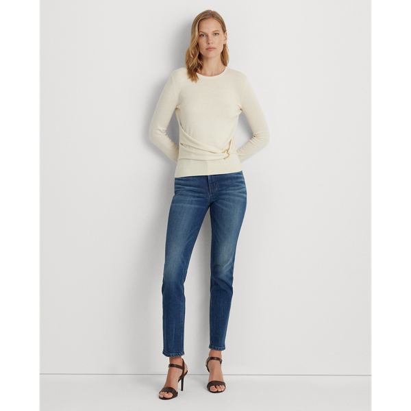Mascarpone Cream Twist-Front Cotton-Blend Sweater Lauren 4