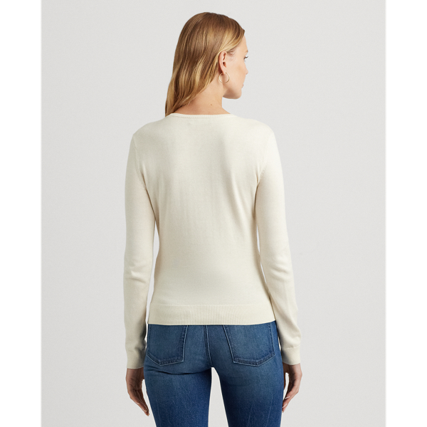 Mascarpone Cream Twist-Front Cotton-Blend Sweater Lauren 5