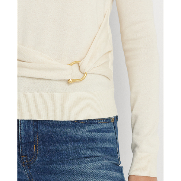 Mascarpone Cream Twist-Front Cotton-Blend Sweater Lauren 6