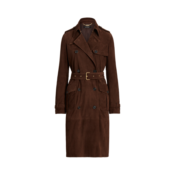 Belted Goat-Suede Trench Coat Lauren 1