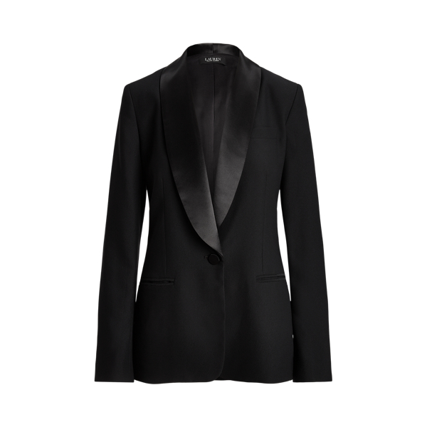 Satin black blazer womens shop