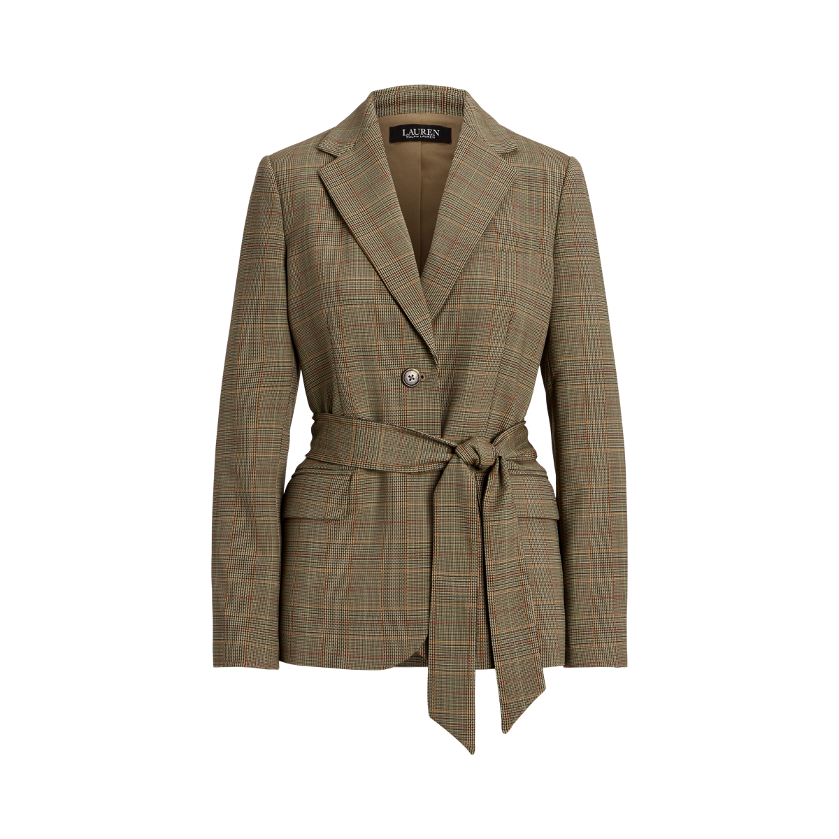 Checked Plaid Wool Blend Twill Blazer